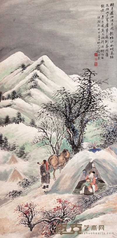 柳滨 汪琨 李润 甲申（1944年）作 文姬归汉图 立轴 101×50cm